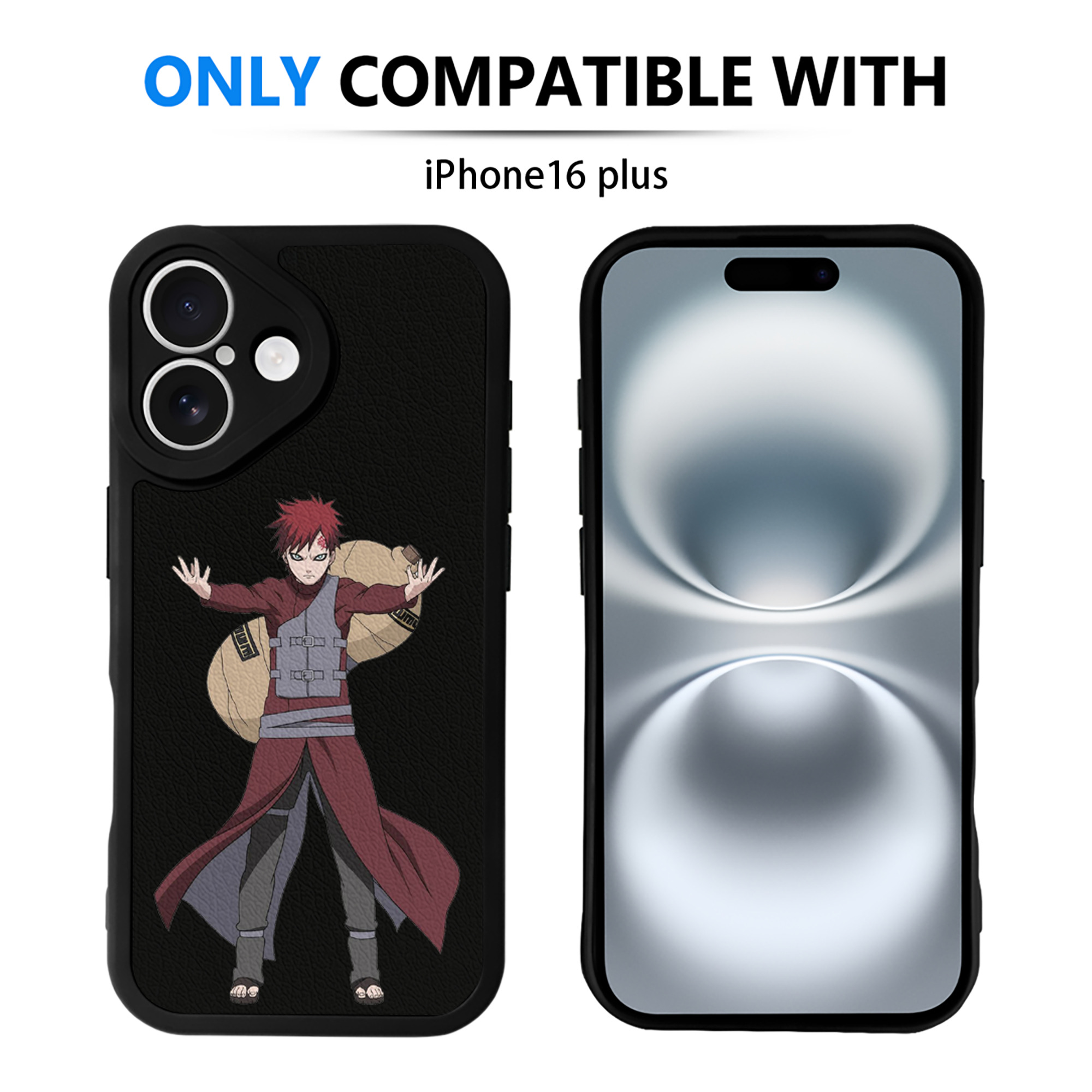 （画像用） NARUTO -ナルト- ガアラ Gaara 【iPhone 16シリーズ対応】シリコンスマホケース（レザー調） 材質：シリコン
